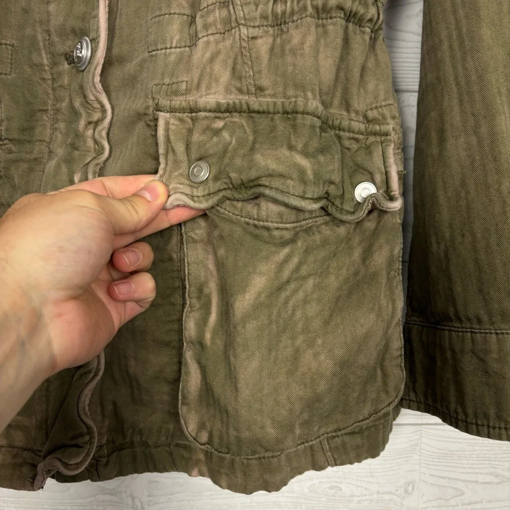 Free People Not Your Brother’s Military Style Jacket Size Small Olive Khaki Moss - Picture 5 of 16